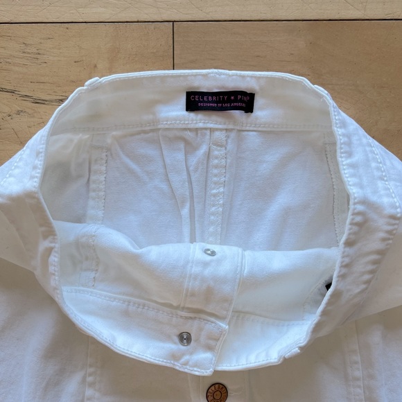 Celebrity Pink White Button Up Mini Skirt - Picture 4 of 4